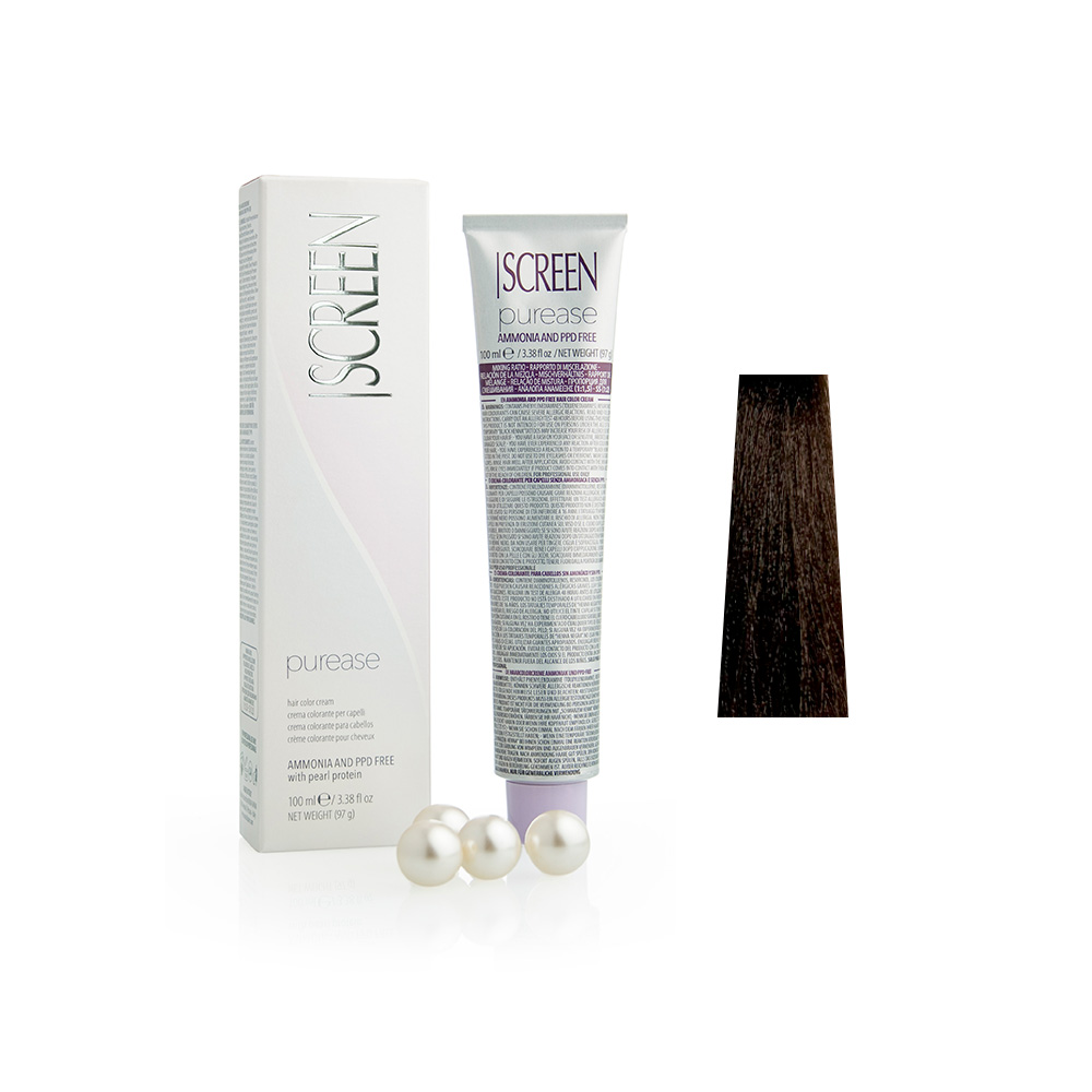 Крем-фарба без аміаку з протеїнами перлів SCREEN Purease 5N (5.0) Light Brown, 100 ml - 1